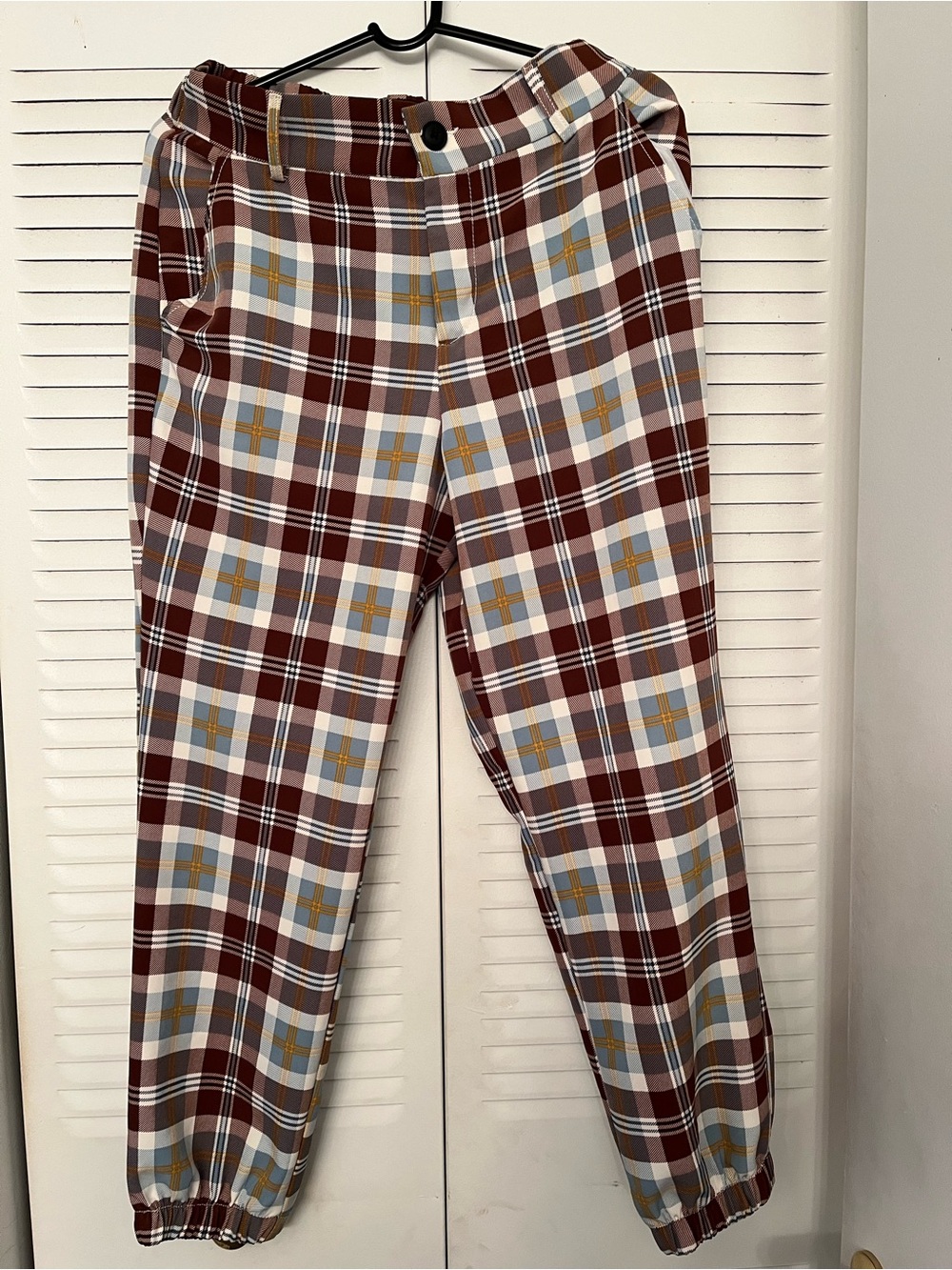 like an angel Men's Plaid Joggers - Burgundy, White, Blue, Mustard